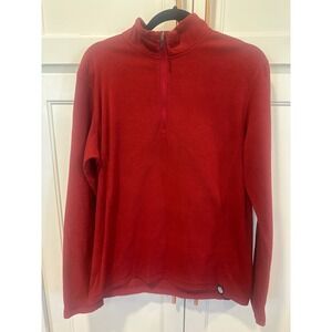 REI Co-op Mens Red Quarter Zip Fleece Pullover Sweater Size M casual hiking warm